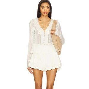 Free People Cream Lace Blouse